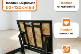 Люк напольный лифт на газовых упорах ОСБ 60х120см.(п)